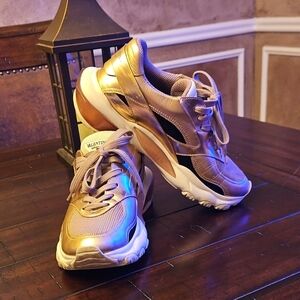 Valentino Women's Gold and Black Sneakers